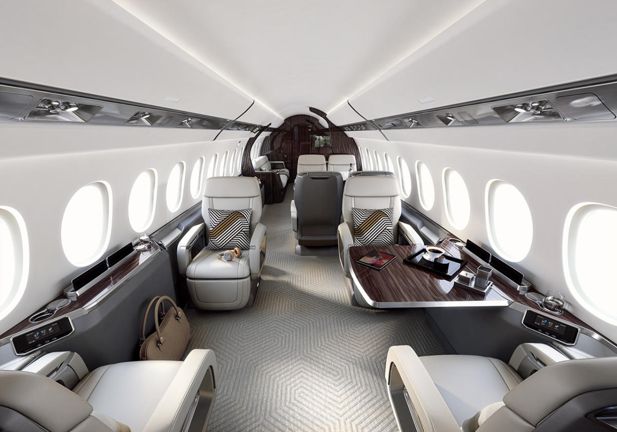 Dassault Falcon 6X cabin for Europe charter
